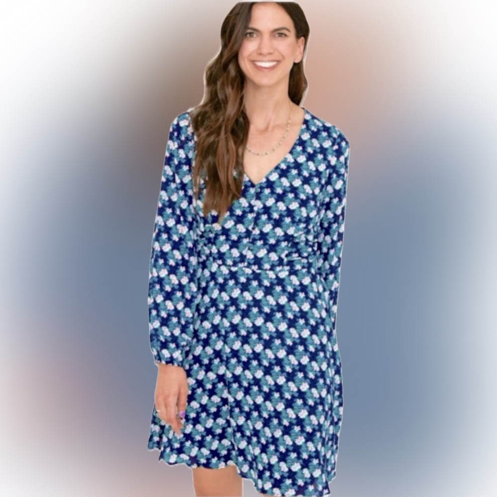 Collective Concepts Katherine Blue Floral Dress, Size Large, NWT